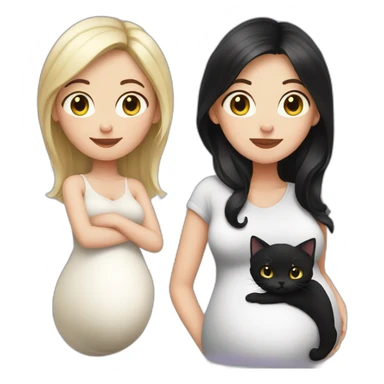 White dark haired pregnant women with Black cat sticker