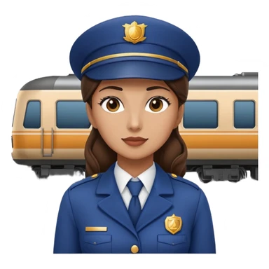 Female train conductor with train in back sticker