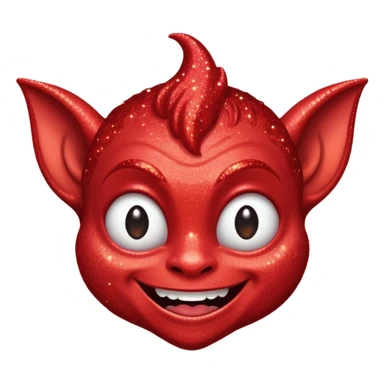 red glitter smilling imp sticker