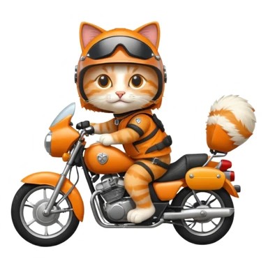 the cat is driving a motorbike sticker