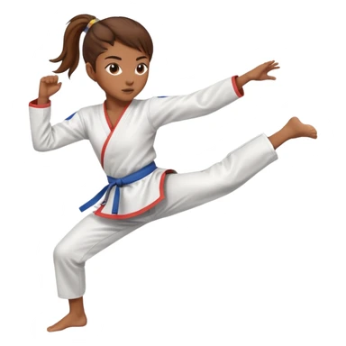 brown-skinned girl with brown hair in a ponytail doing a taekwondo kick sticker