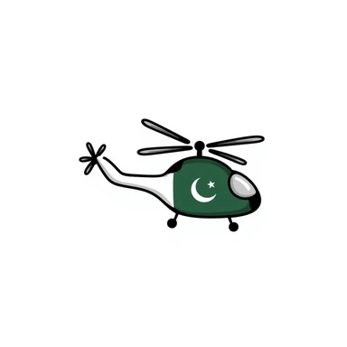Hand-drawn Pakistani military helicopter with Pakistan flag markings sticker