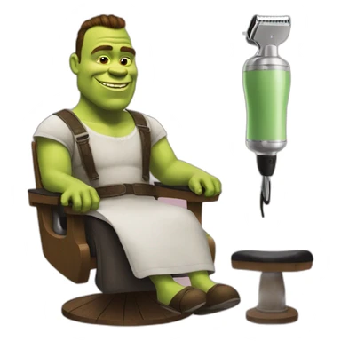 Shrek on chair and barber sticker