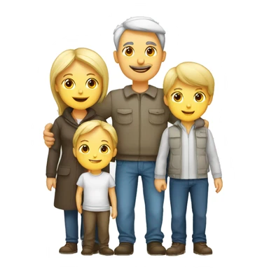 family two parents with four children European white sticker