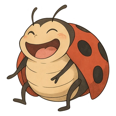 ghibli style laughing red bug with black points sticker