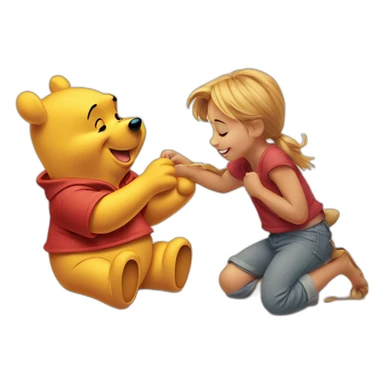winnie the pooh playing with mickey mouse sticker