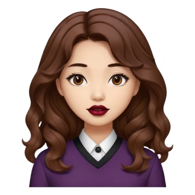 Baddie girl with brown weavy hair and corean skin sticker