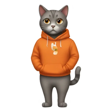 cat wearing burnt orange sweatshirt sticker