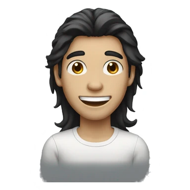 black long hair happy boy with white skin sticker