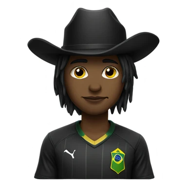 goth wearing cowboy hat and brazil soccer jersey  sticker