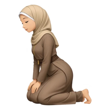 Islamic Woman Kneeling prostrated side view bent forwards sticker