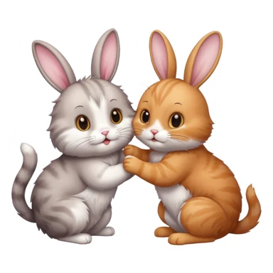 Cat and rabbit together  sticker