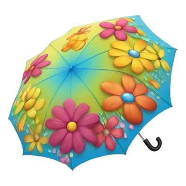Large umbrella made of flowers with dew drops sticker