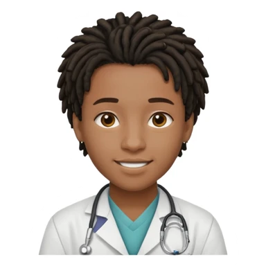 make me a black doctor with short dreads, he is a teen, no face hair, make him happy sticker