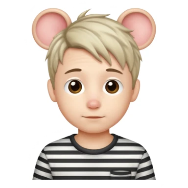 stripped shirt wearing Cute boy mice hair style. sticker