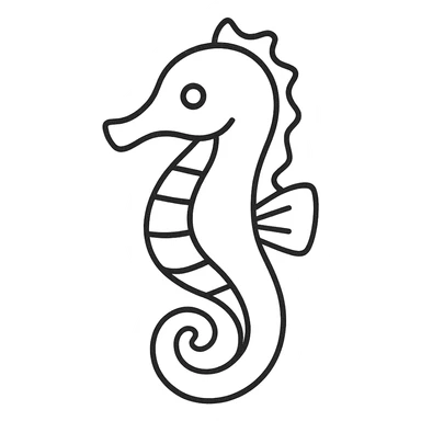 hand-drawn outlined seahorse icon sticker