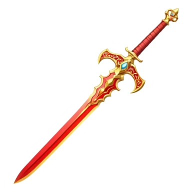 fiery royal golden sword with red blade sticker