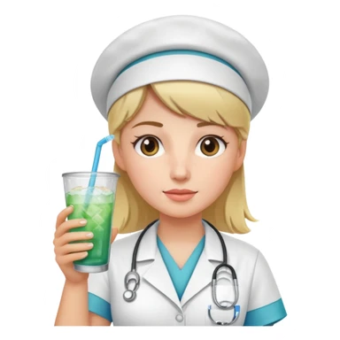 nurse holding iced drink sticker