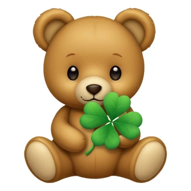 Teddy with four-leaf clover sticker