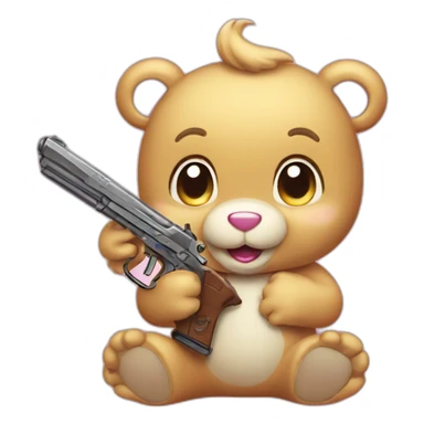 Carebear holding a pistol sticker