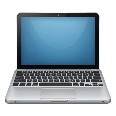 "iOS style laptop emoji, silver with a visible screen and keyboard, smooth texture, no background" sticker