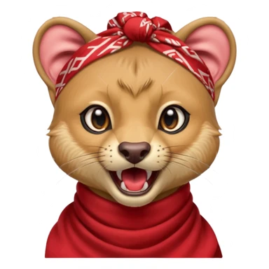 Fossa animal with a red bandana on its head screams sticker