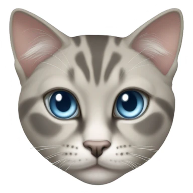 Thai breed cat with a warm cream body, dark gray face, ears, and paws. Short fur, sharp ears, and striking light blue eyes with an intense gaze. sticker
