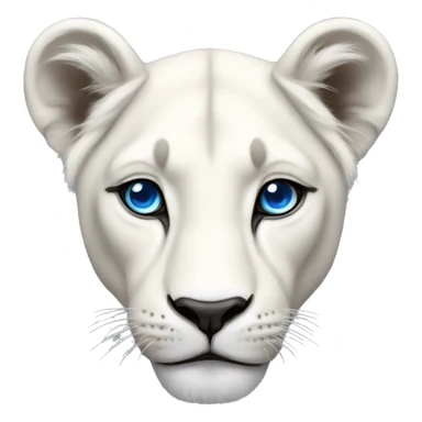 white lioness no mane with blue eyes sticker