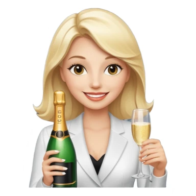 Glamorous blonde lady holding champagne bottle sticker