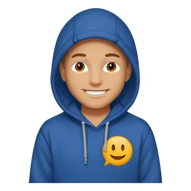 make image of white person, he is wearing hoodie with BST sign of it sticker