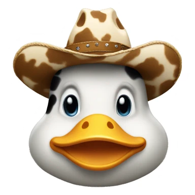 Duck wearing a cow print cowboy hat  sticker