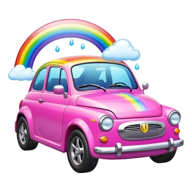 a pink car with rainbows coming out the exhaust  sticker