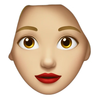 Blonde girl with a square head and brunette roots of hair with red lips sticker