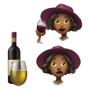 Woman wearing Kamala hat drinking bottle of wine sticker