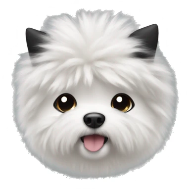 Little dog with White Fluffy fur and One black ear  sticker