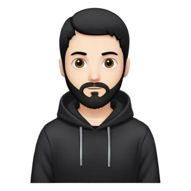 hackeur blanc cheveux noir barbe et capuche noir à côté d'un server sticker