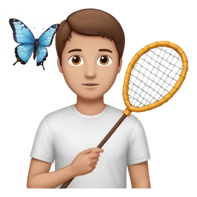 man holding butterfly net sticker