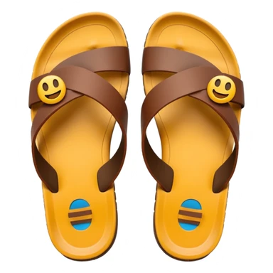 sandal sole with two straps, minimal detail, emoji style, viewed from the bottom sticker
