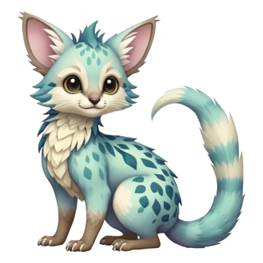 Feral Rare Fantasy pastel tropical Vernid-Trico-species by LiLaiRa, random markings, tufted tail, tufted ears, full body sticker