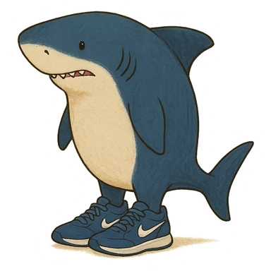 blue shark in blue Nike tennis shoes sticker