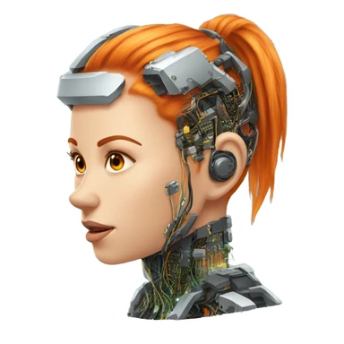 Head Female cyborg orange hair and circuits sticker