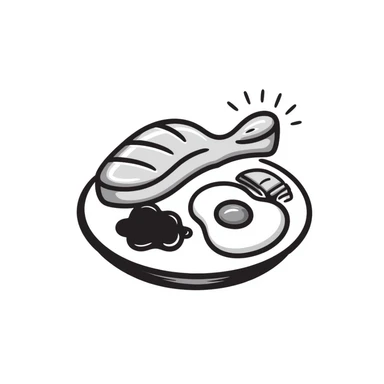 A plate with various protein foods arranged neatly: meat, egg, beans, tofu, and yogurt. sticker