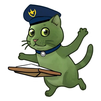 Cat flying with table sticker