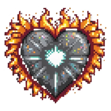 Passionate heart with flames and sparkles sticker