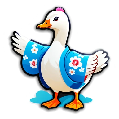 Goose wearing a kimono  sticker