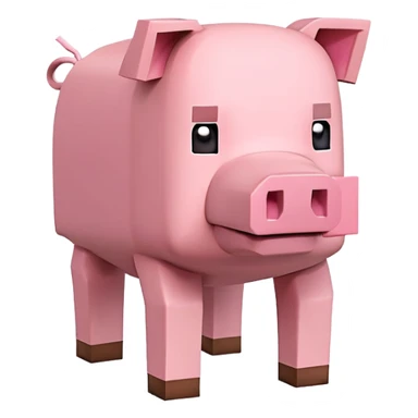 Minecraft Pig full body, pink blocky animal with square head sticker