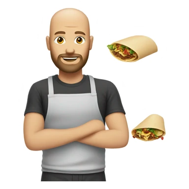 Bald white man with beard making tacos sticker