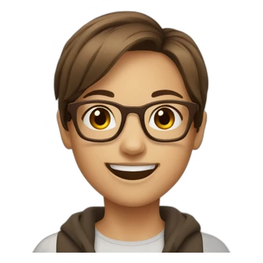 happy squared glasses short brown hair girl  sticker