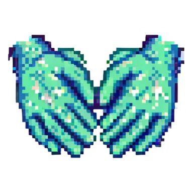 pixel art of two hands shaking, symbolizing collaboration sticker