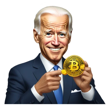 President Biden holding a Bitcoin sticker
